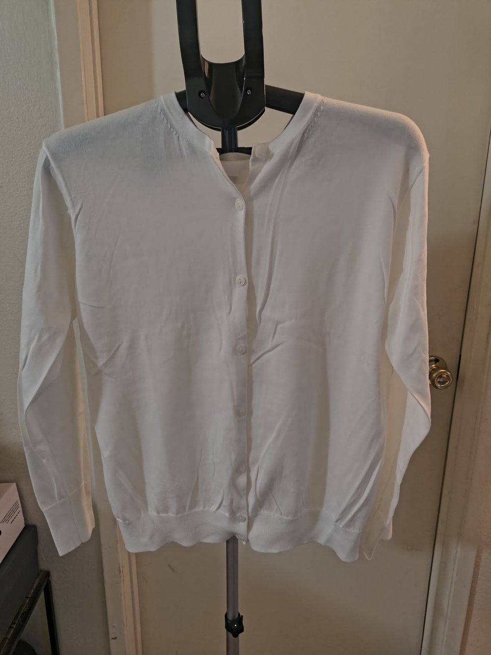 Classic White Button-Up Women's Cardigan